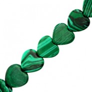 Natural stone bead Heart 10mm Green